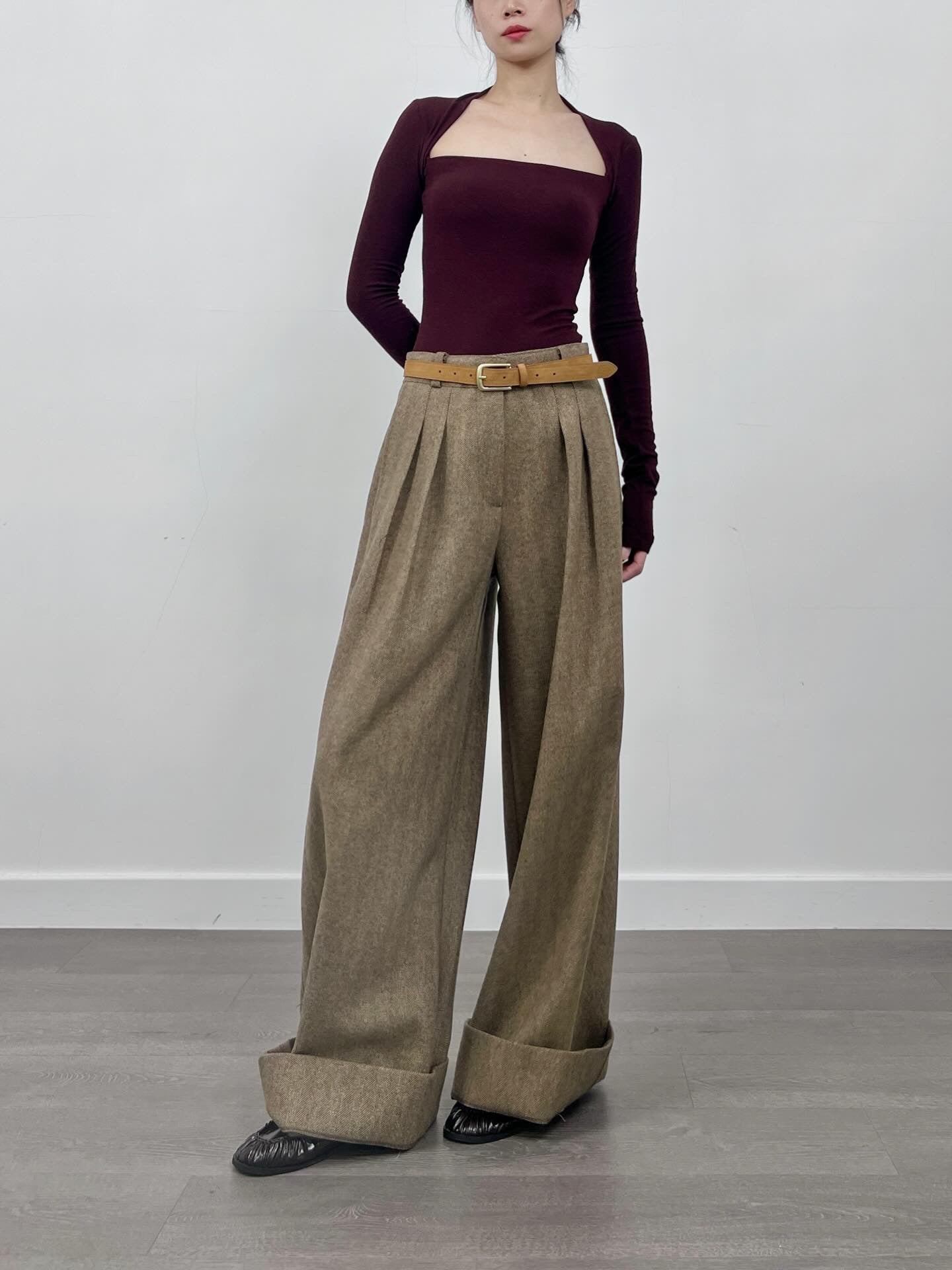 12PO 0120250241 herringbone wool pants