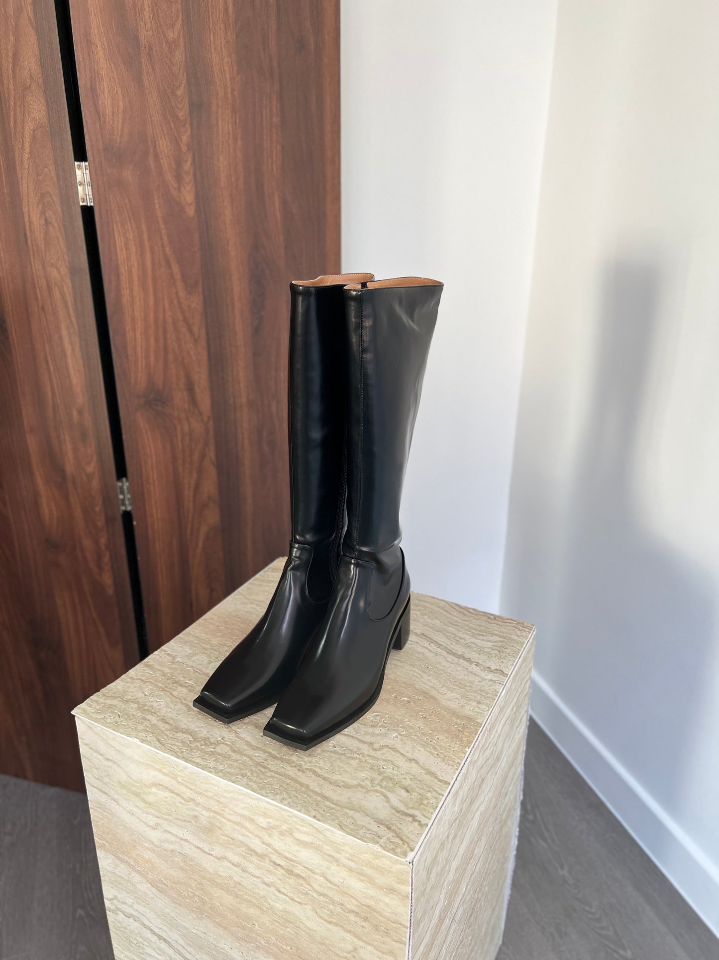 12PO 熱賣基礎款｜SH0037 Knee high fit squared off point toe boots