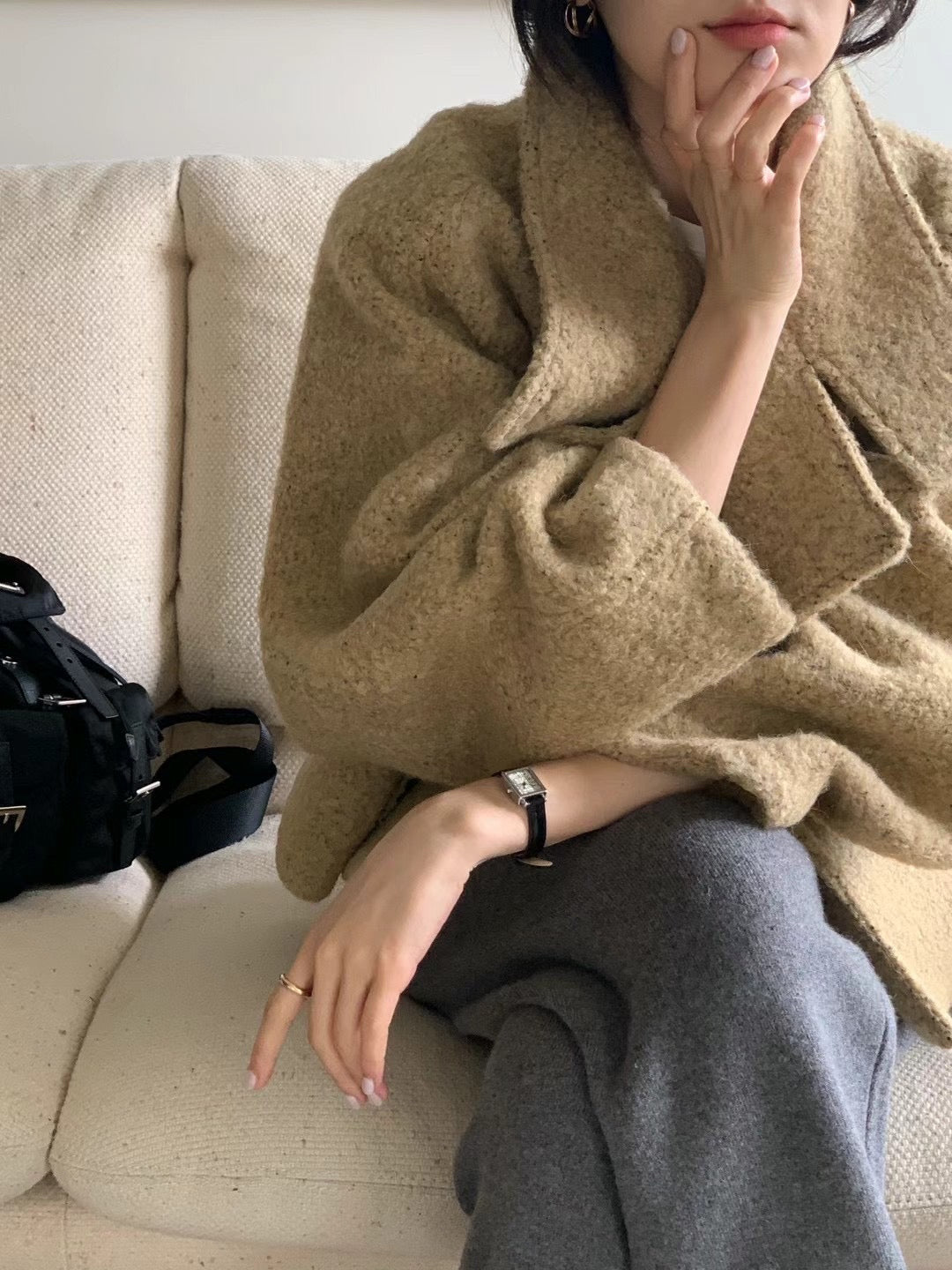 11月PO 高質高級感 ｜ 1124107 Alpaca wool廓型oversized 短版外套