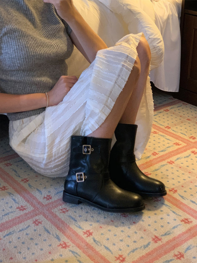 5PO 
| SH0046 自留款✨ 麂皮Biker 短boots