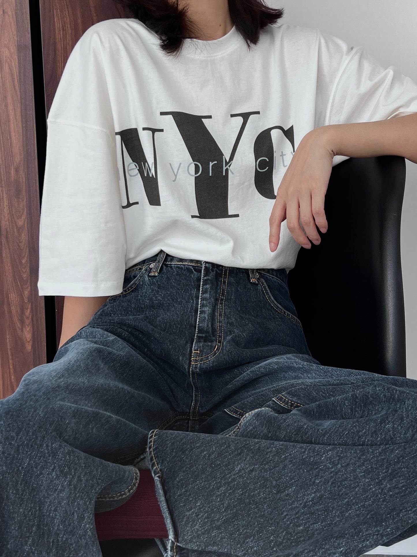 Sold out ✖️12月PO No.28  2色自留款｜New York city 闊袖Tee