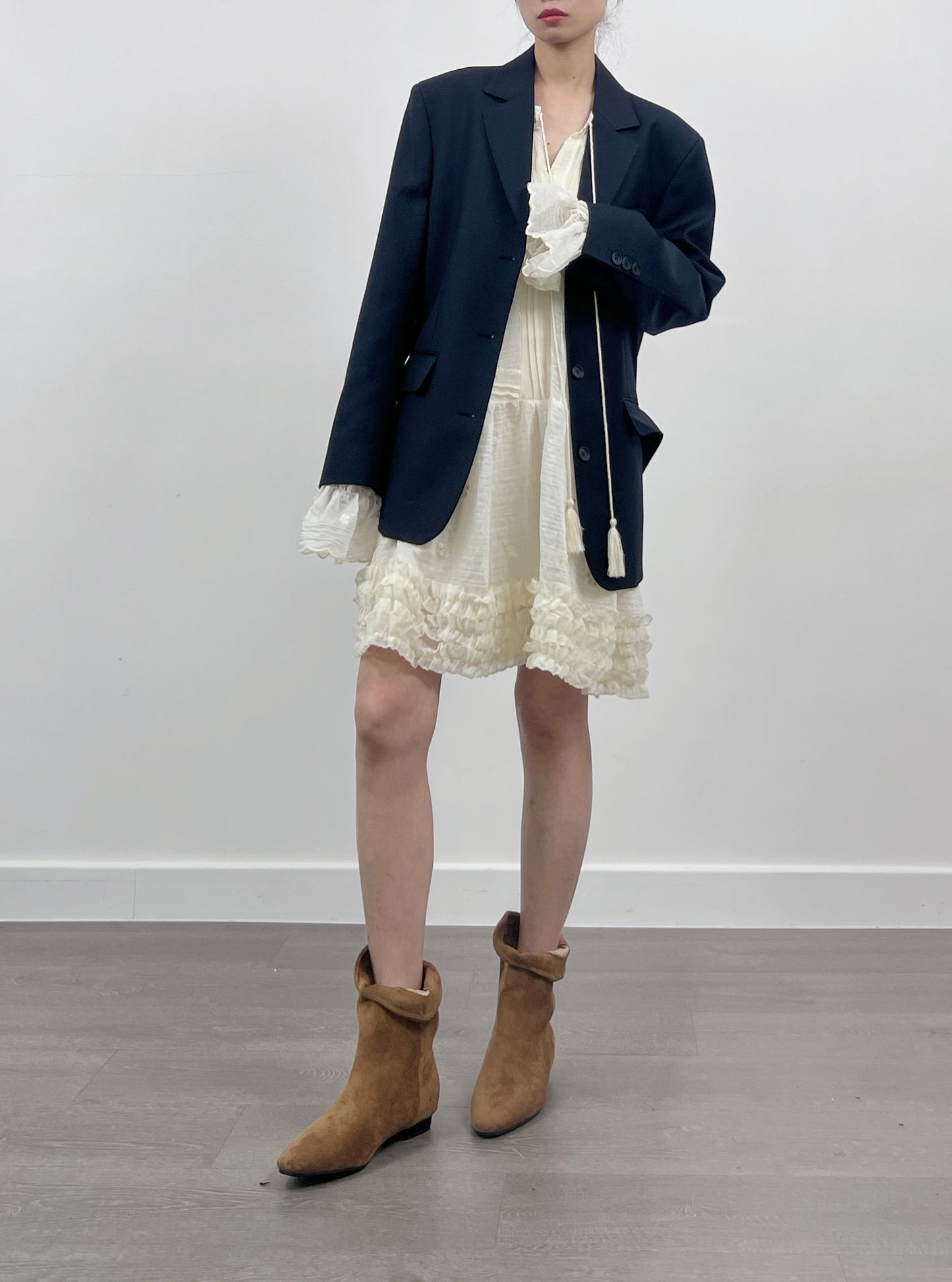 3 PO 自留Boho trend｜0325036 Ruffles Puff Sleeve boho dress