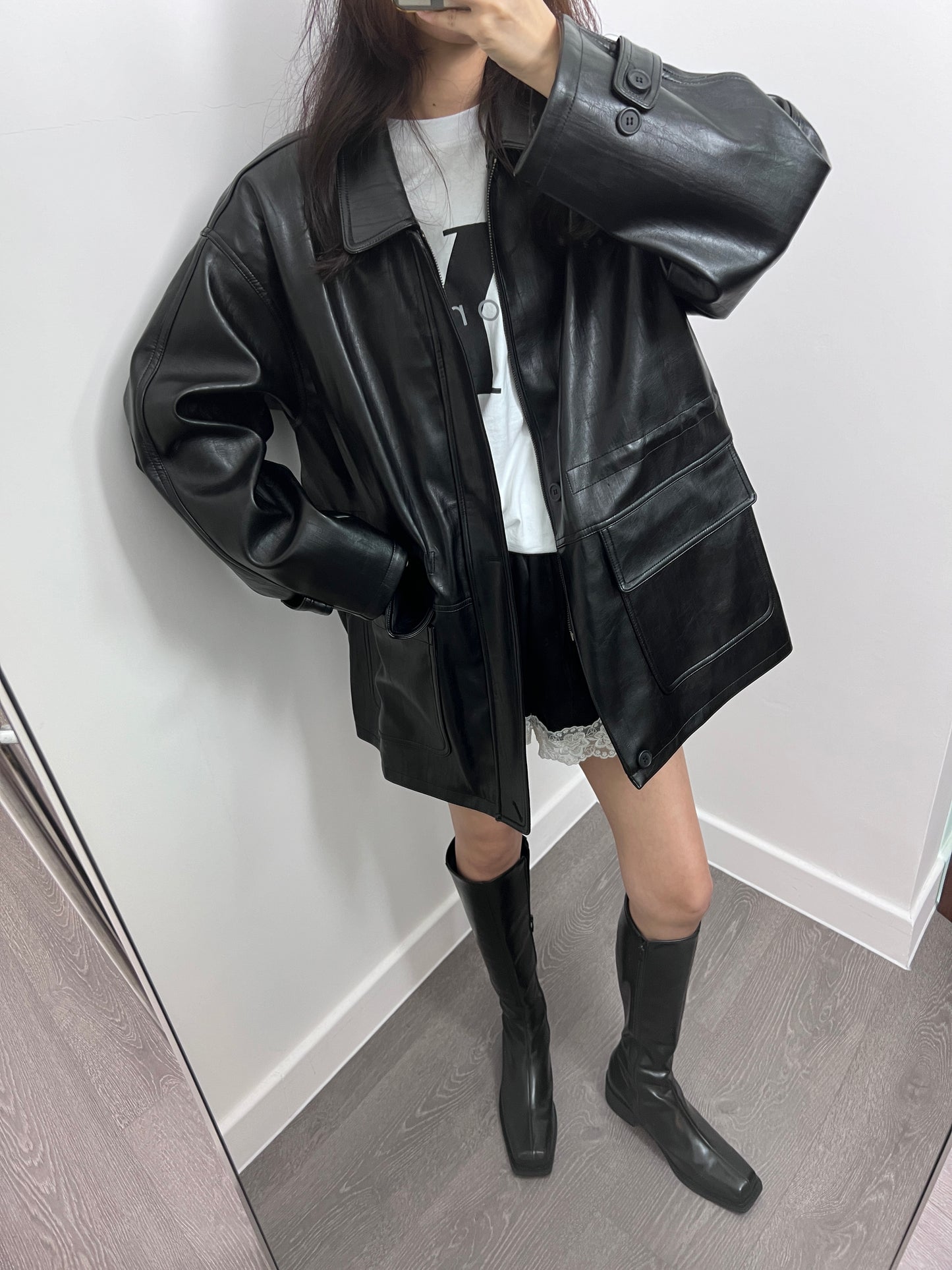 10 PO | 1024076自留 Parka款Faux 皮褸