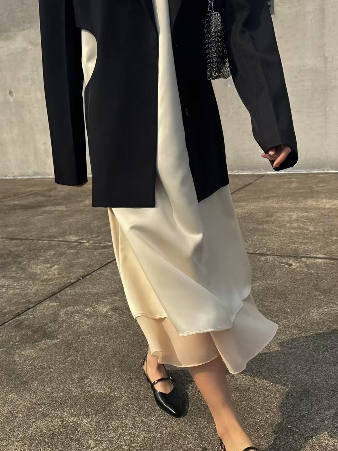 5PO 飄逸優雅款 |0525089 Satin layer hemline one piece dress