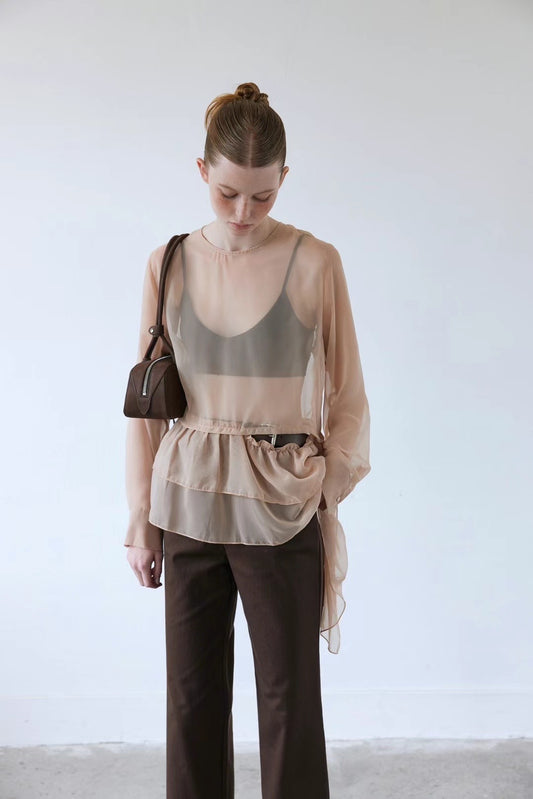 8PO / 0824036 Ruffled See through blouse