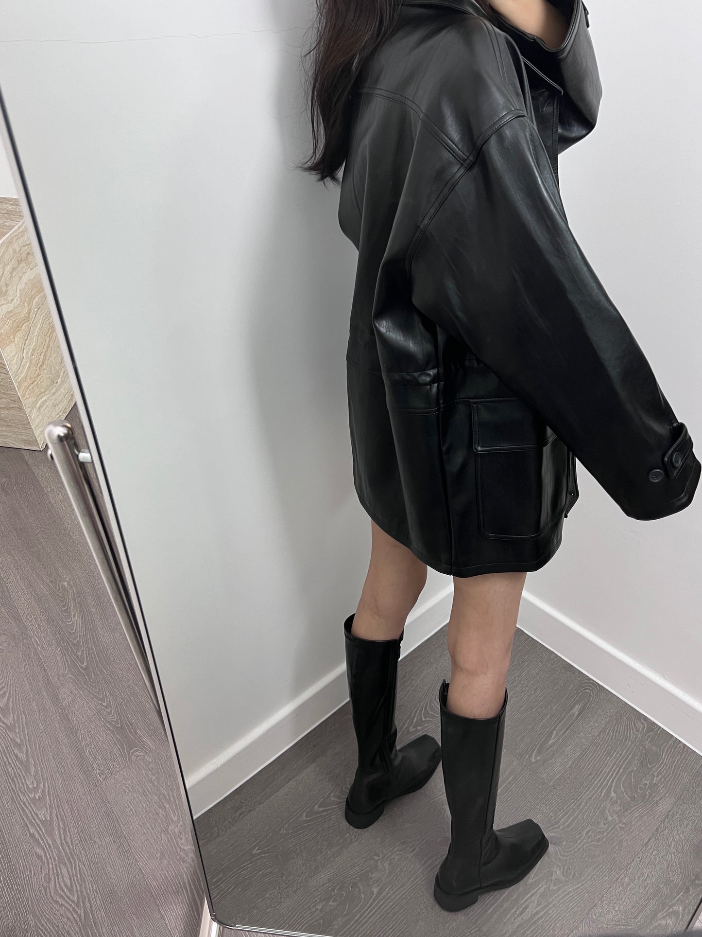 10 PO | 1024076自留 Parka款Faux 皮褸