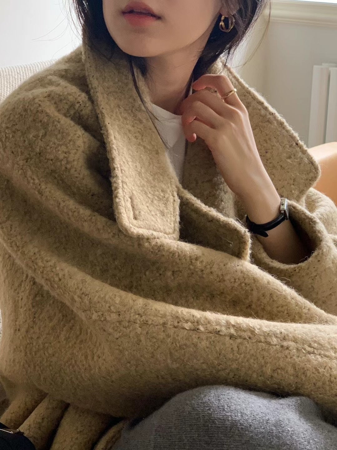 11月PO 高質高級感 ｜ 1124107 Alpaca wool廓型oversized 短版外套