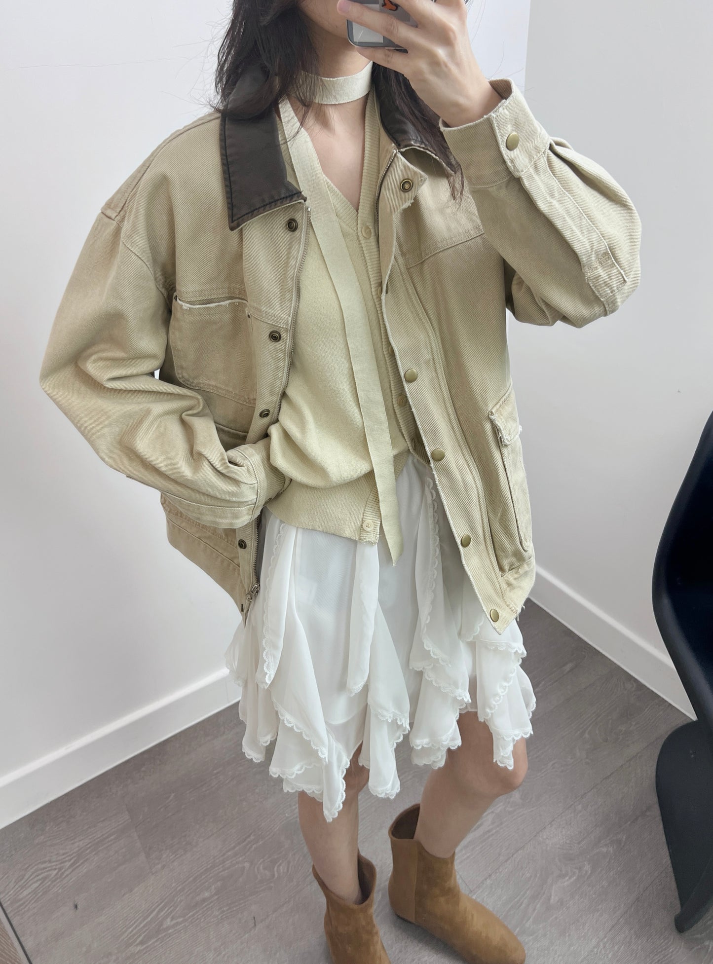 4PO｜0425053 配搭必備 /Knitted vest cardigan ( with tie)