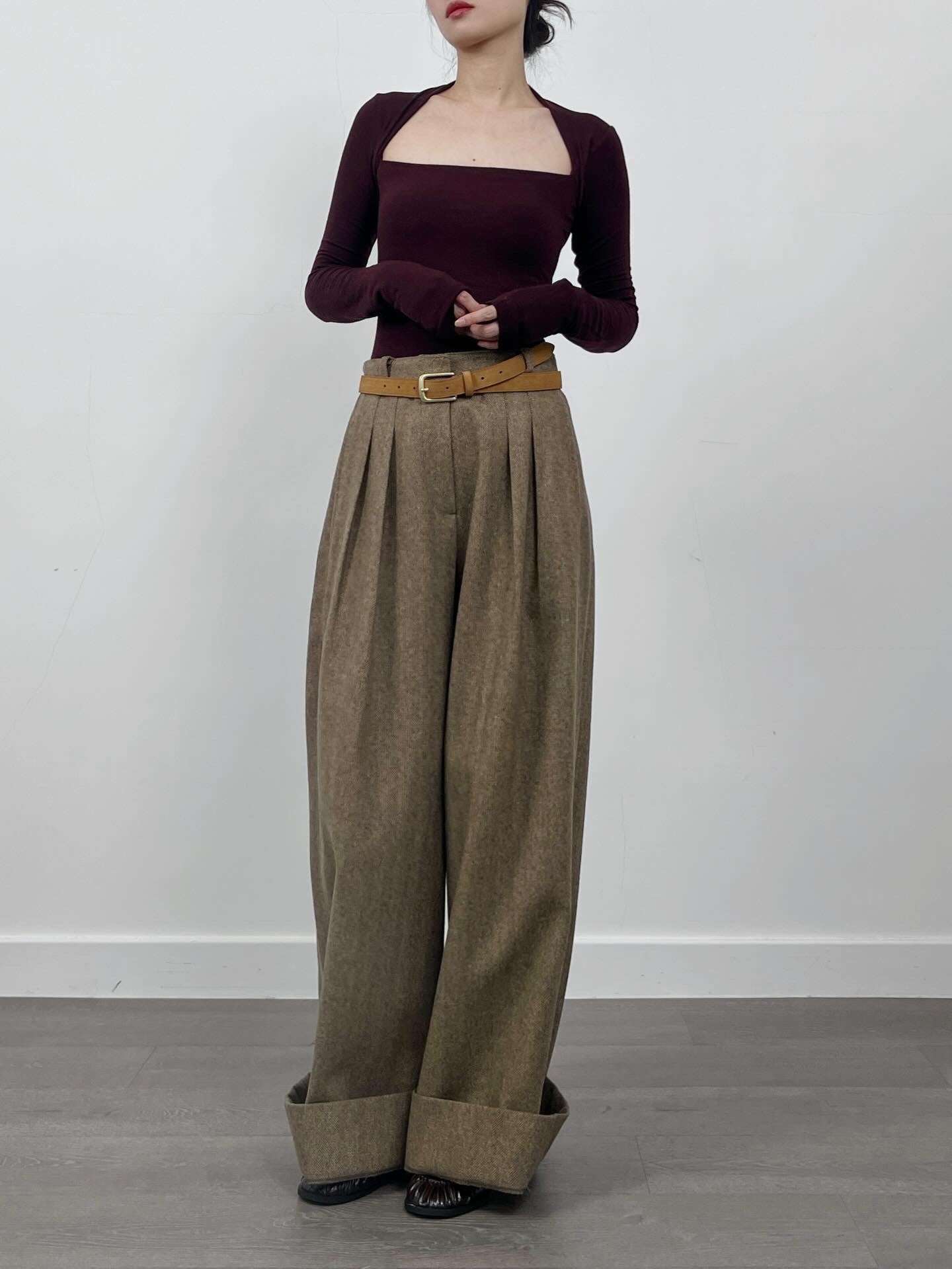 12PO 0120250241 herringbone wool pants