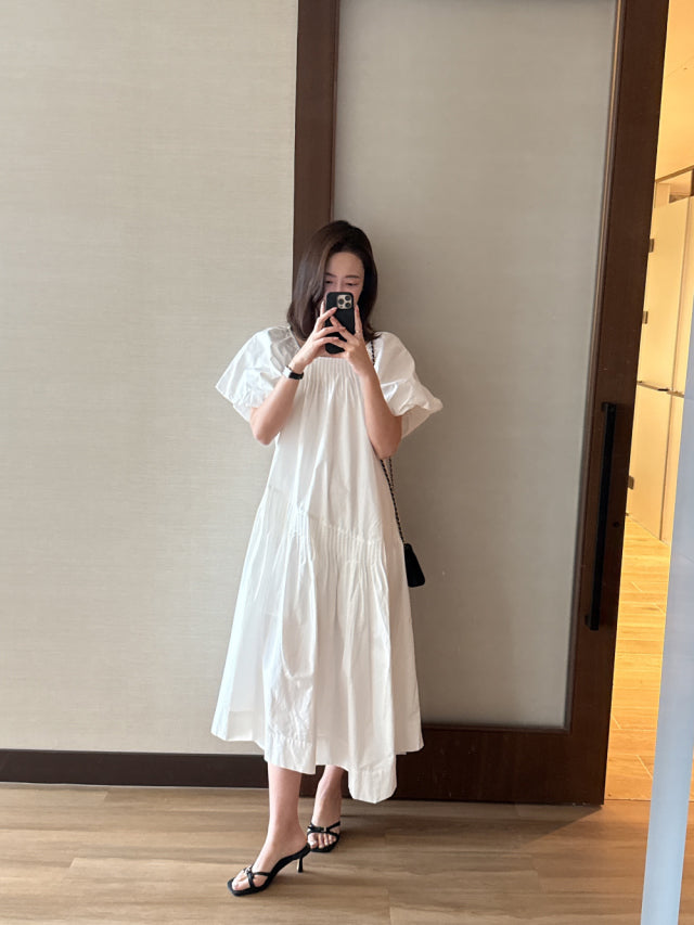 5PO |0525080 高質系列/ Puff sleeve White dress