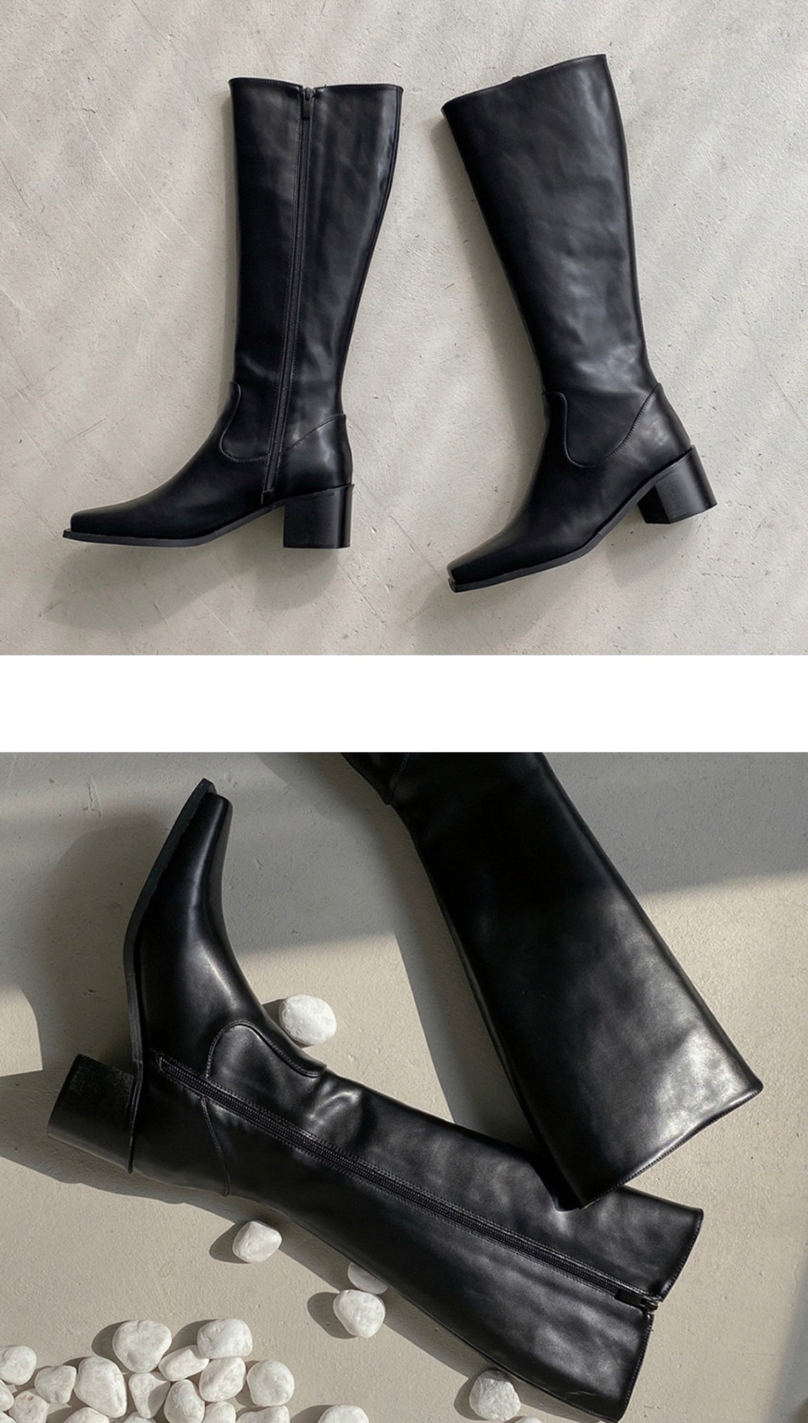 12PO 熱賣基礎款｜SH0037 Knee high fit squared off point toe boots