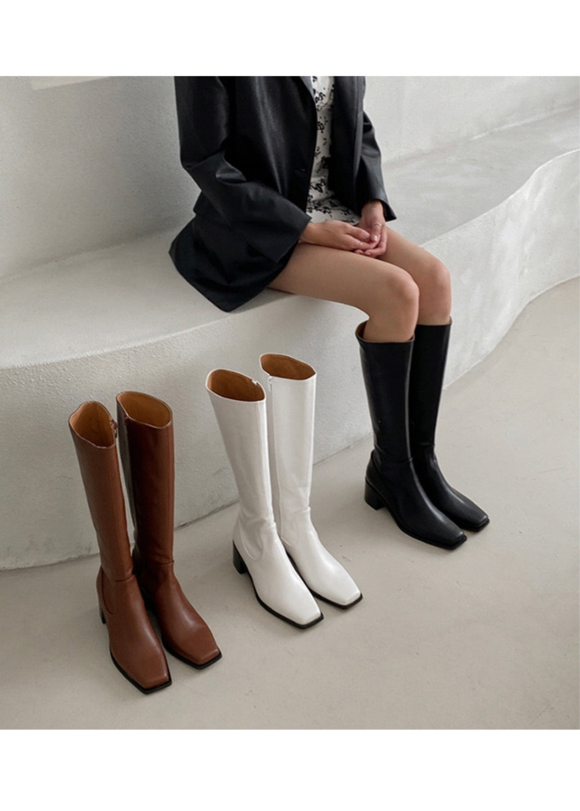 12PO 熱賣基礎款｜SH0037 Knee high fit squared off point toe boots