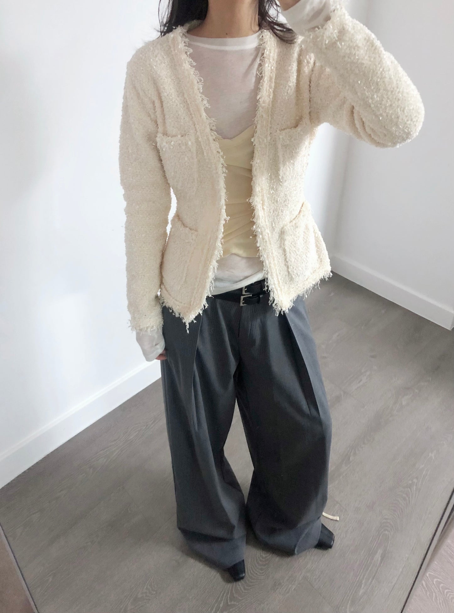 3 PO 推介自留款｜0325038 Tweed花尼修腰Cardigan