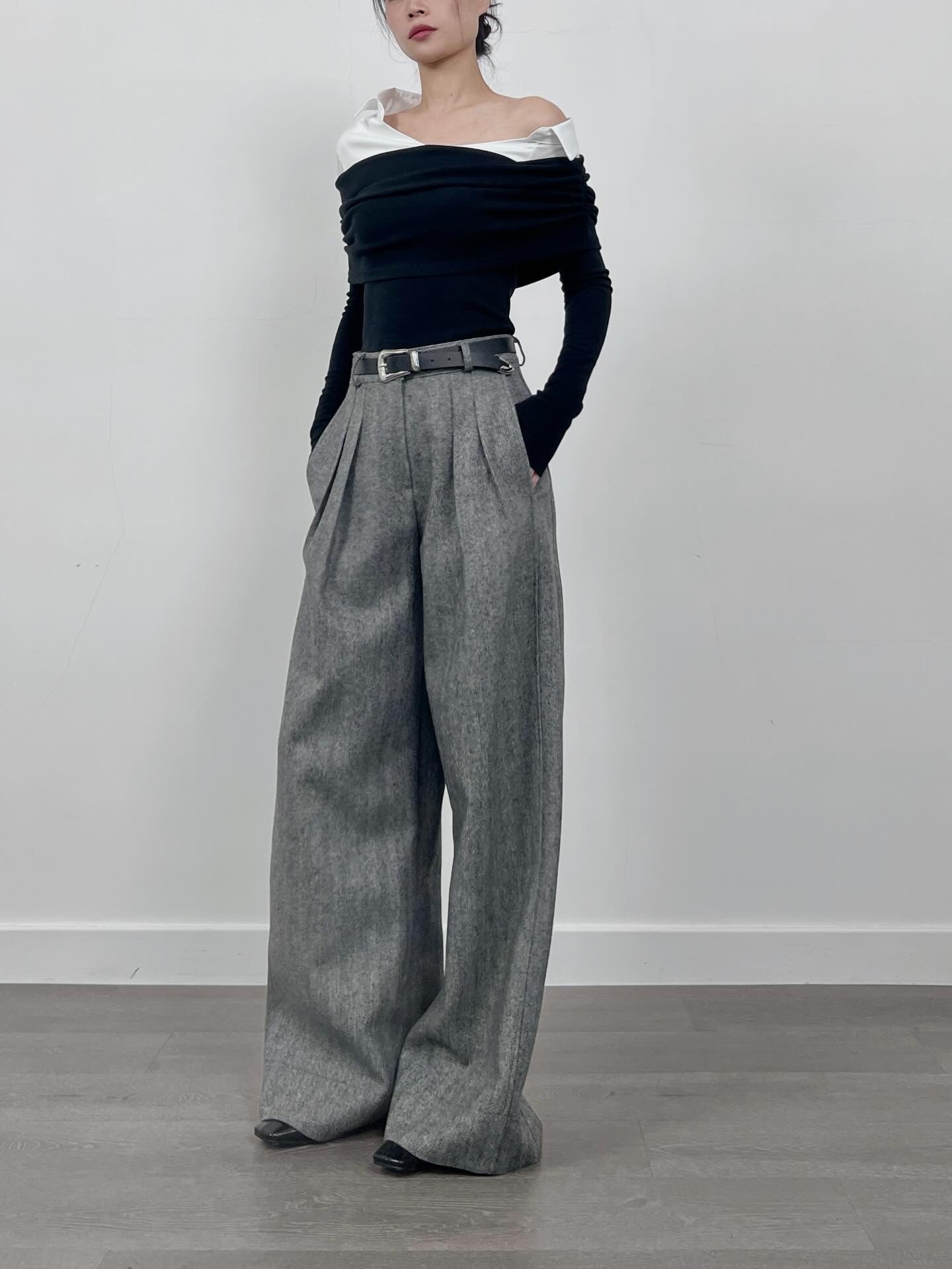 12PO 0120250241 herringbone wool pants