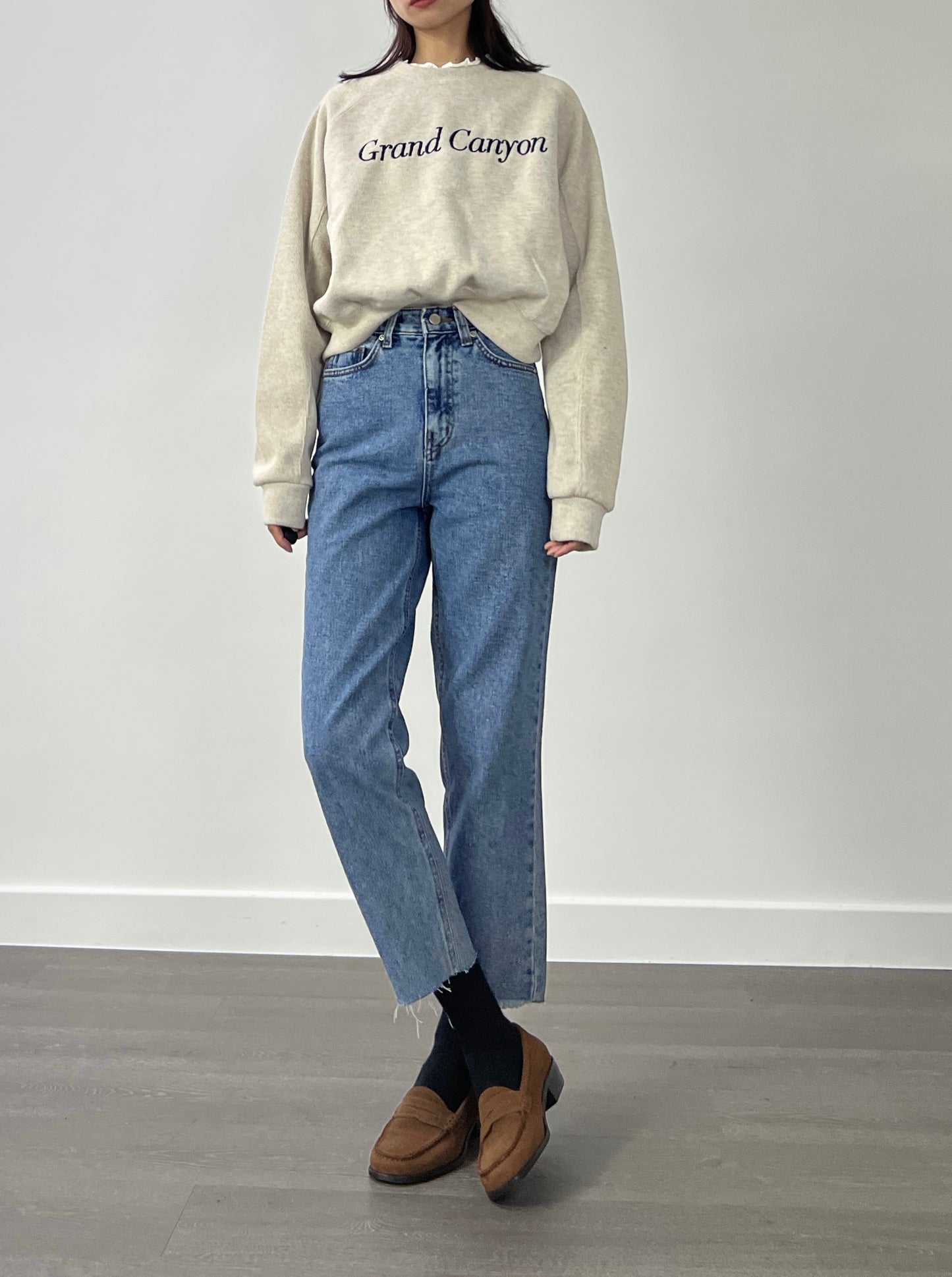 Sold out 1月PO No.6 梨型友好款｜九分高腰碎邊牛仔褲