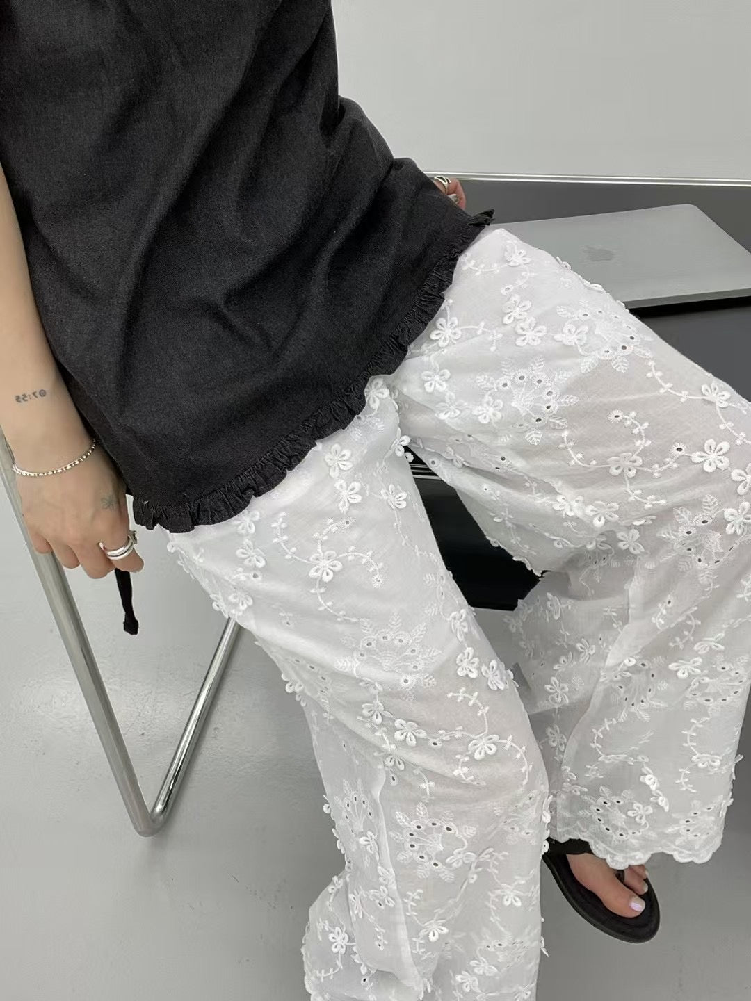 6PO 夏日浪漫🫧 | 06250115 立體花朵喱士長褲(中腰）