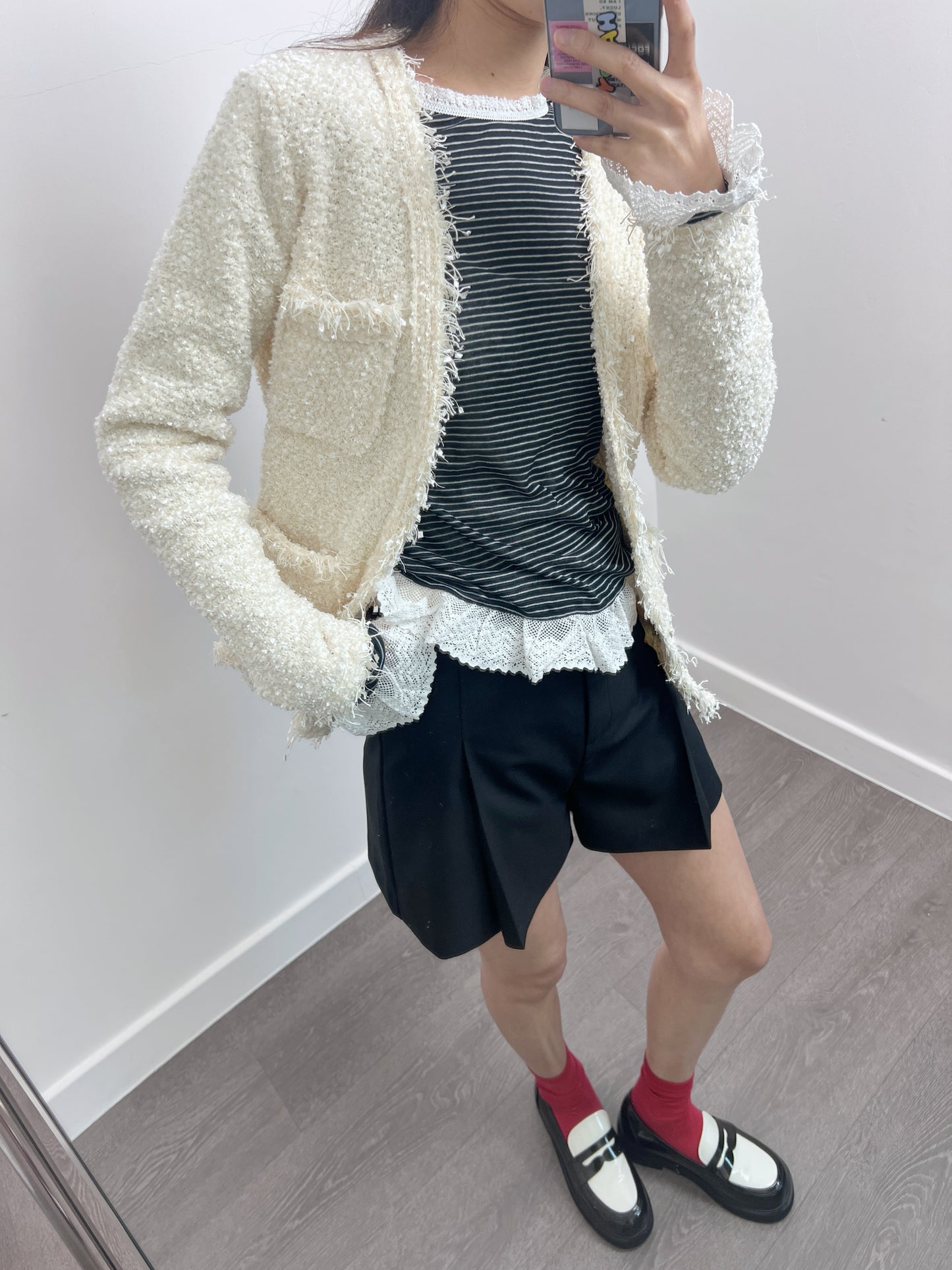 3 PO 推介自留款｜0325038 Tweed花尼修腰Cardigan