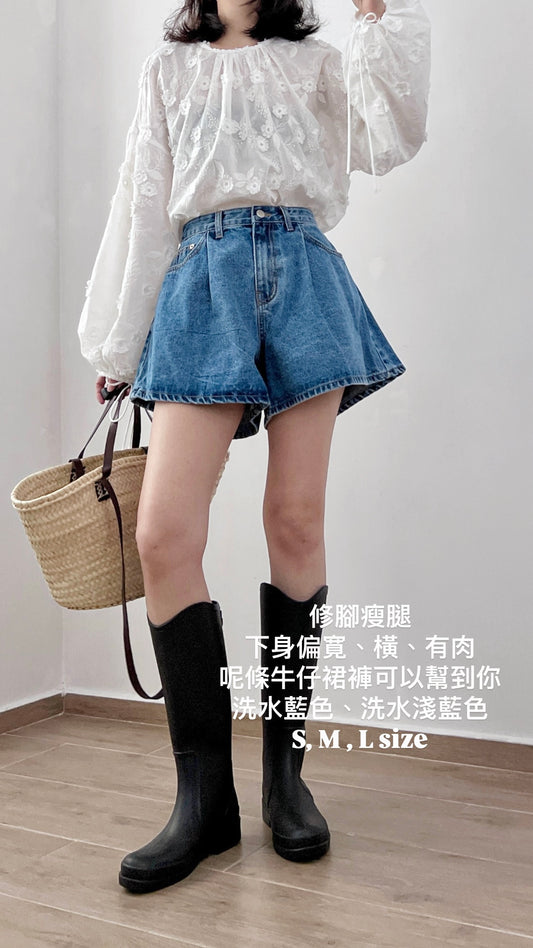 6PO 復活款 ｜06250123 瘦腿牛仔短裙褲