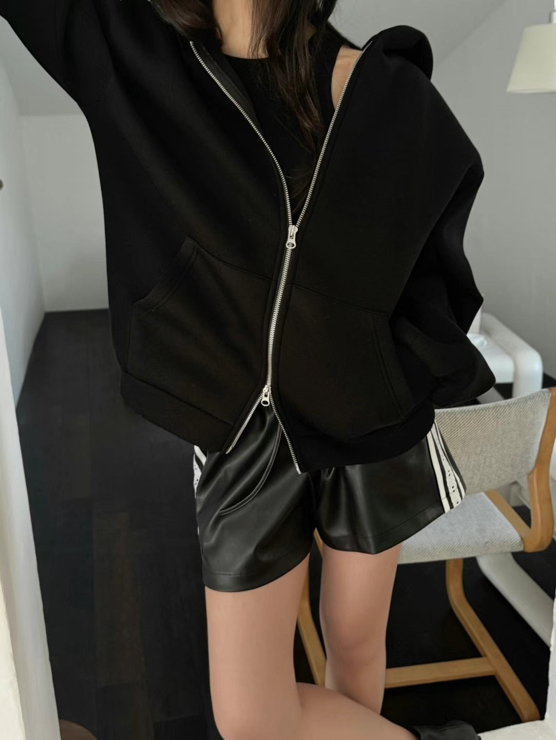 4PO ｜0425063 自留款/雙拉鏈挺身 Boyfriend Hoodie