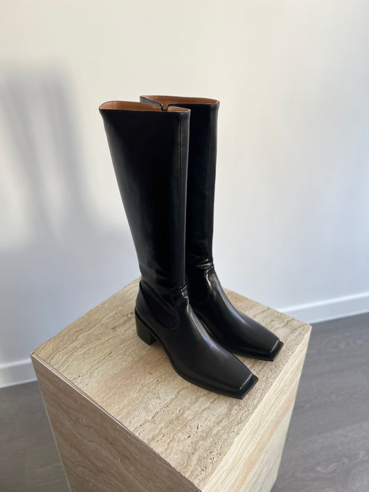 12PO 熱賣基礎款｜SH0037 Knee high fit squared off point toe boots