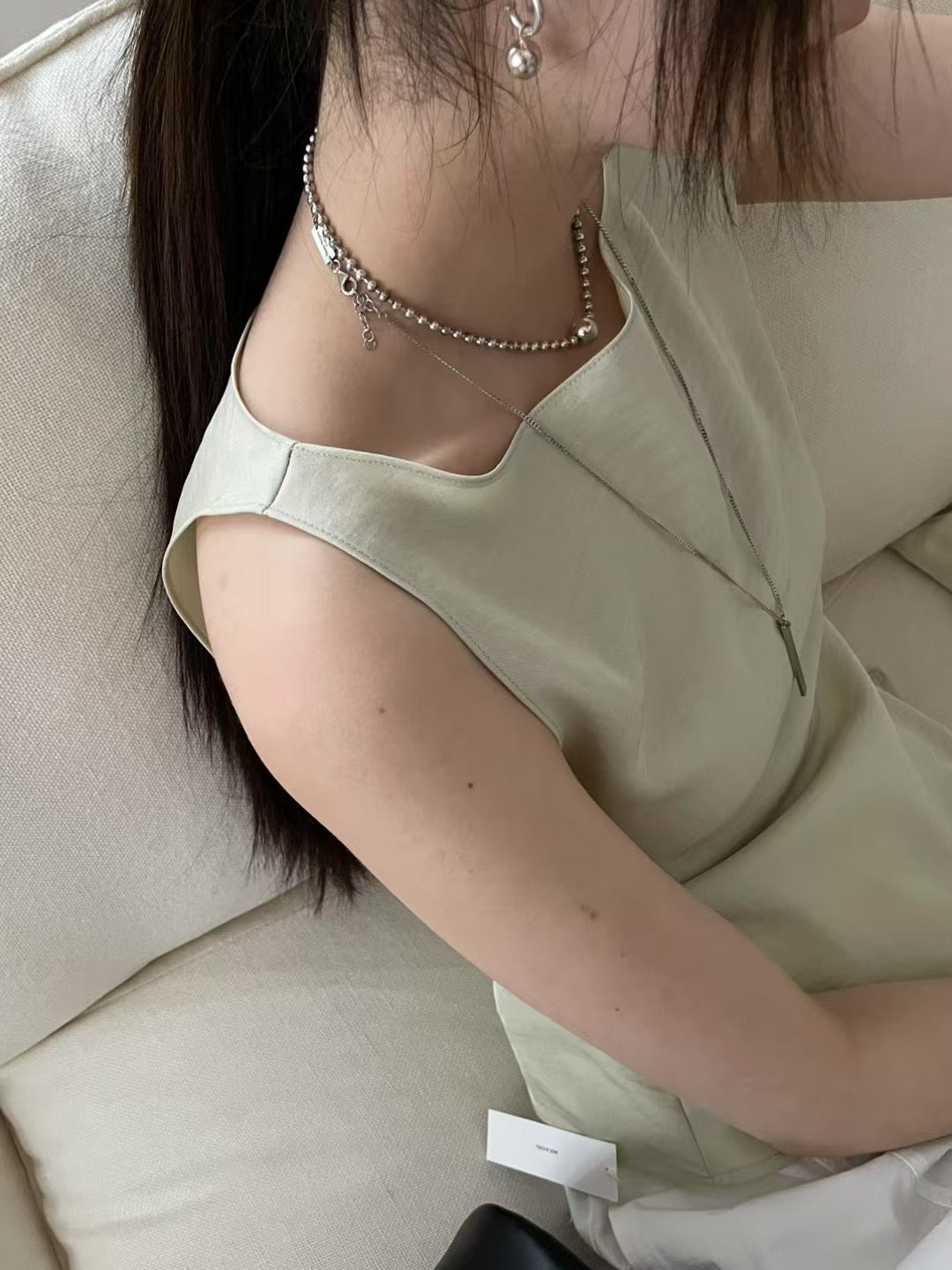 4PO ｜0425070 基礎款/ 側拉鏈 Satin Boatneck tank top