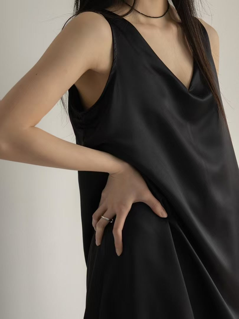 5PO 飄逸優雅款 |0525089 Satin layer hemline one piece dress