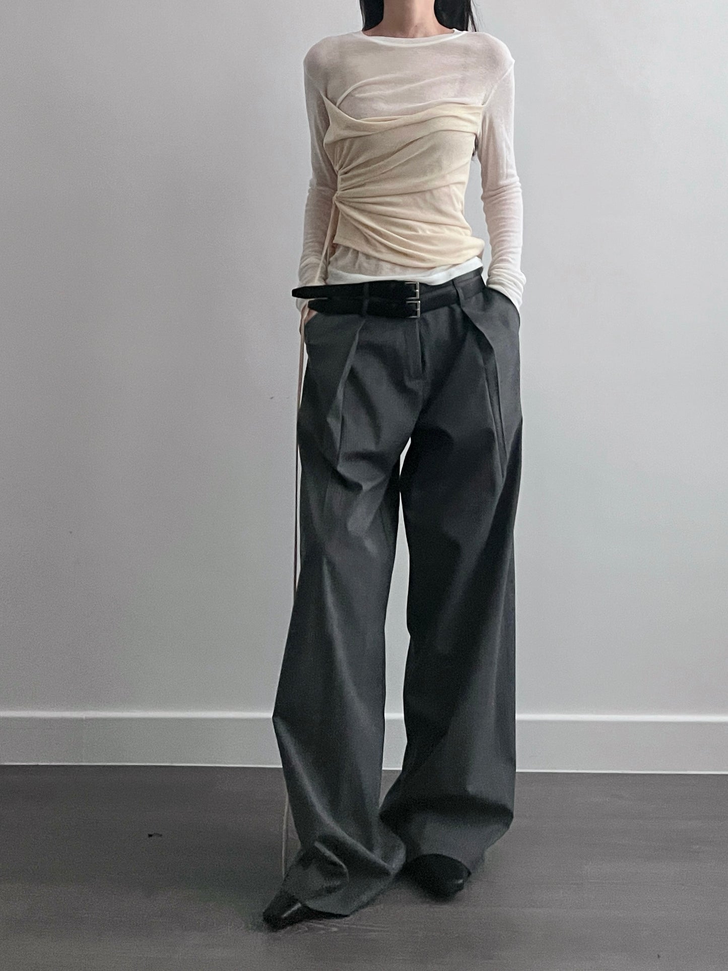 3 PO ｜0325048 Classy trousers ( with belts)
