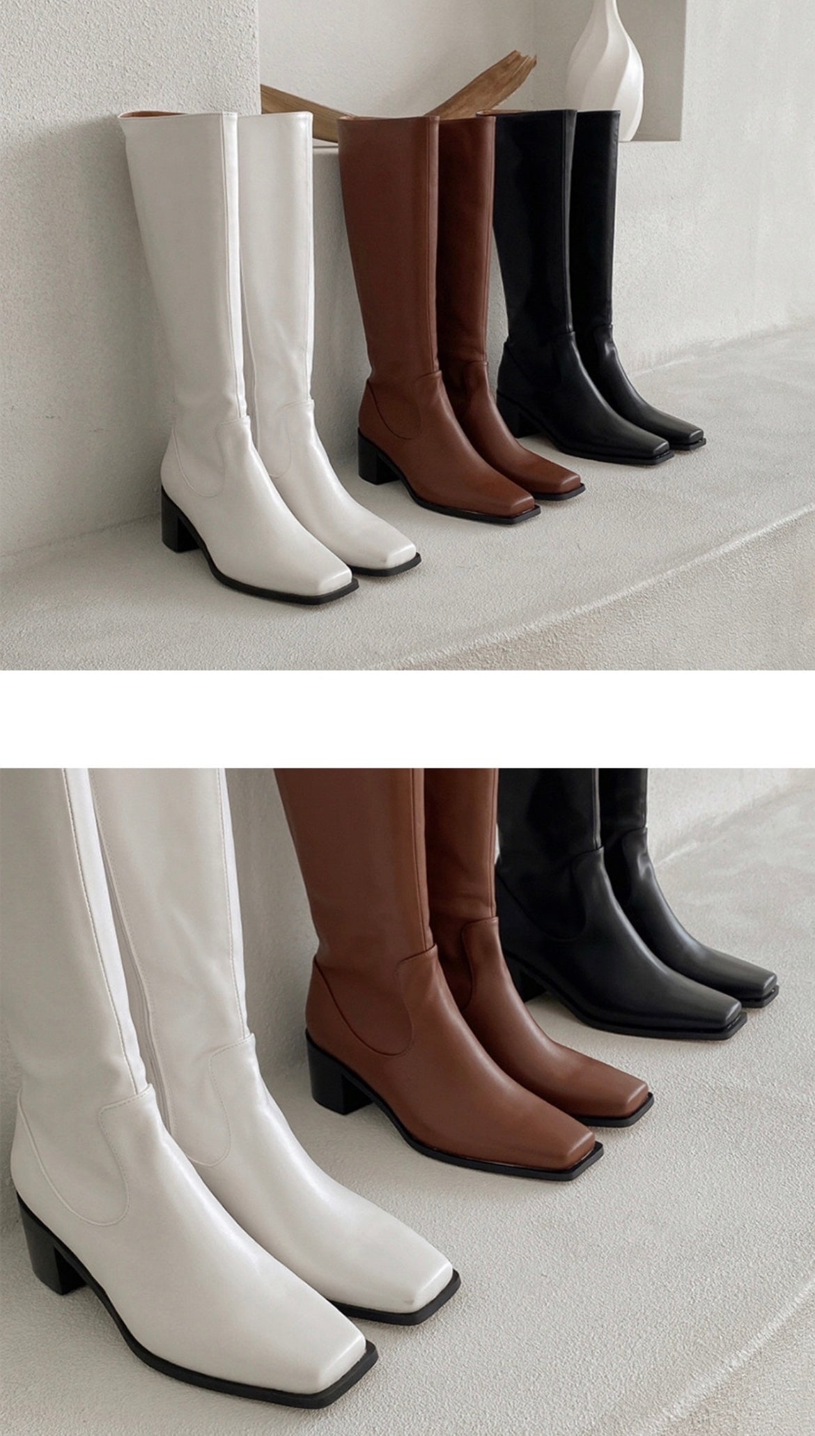 12PO 熱賣基礎款｜SH0037 Knee high fit squared off point toe boots