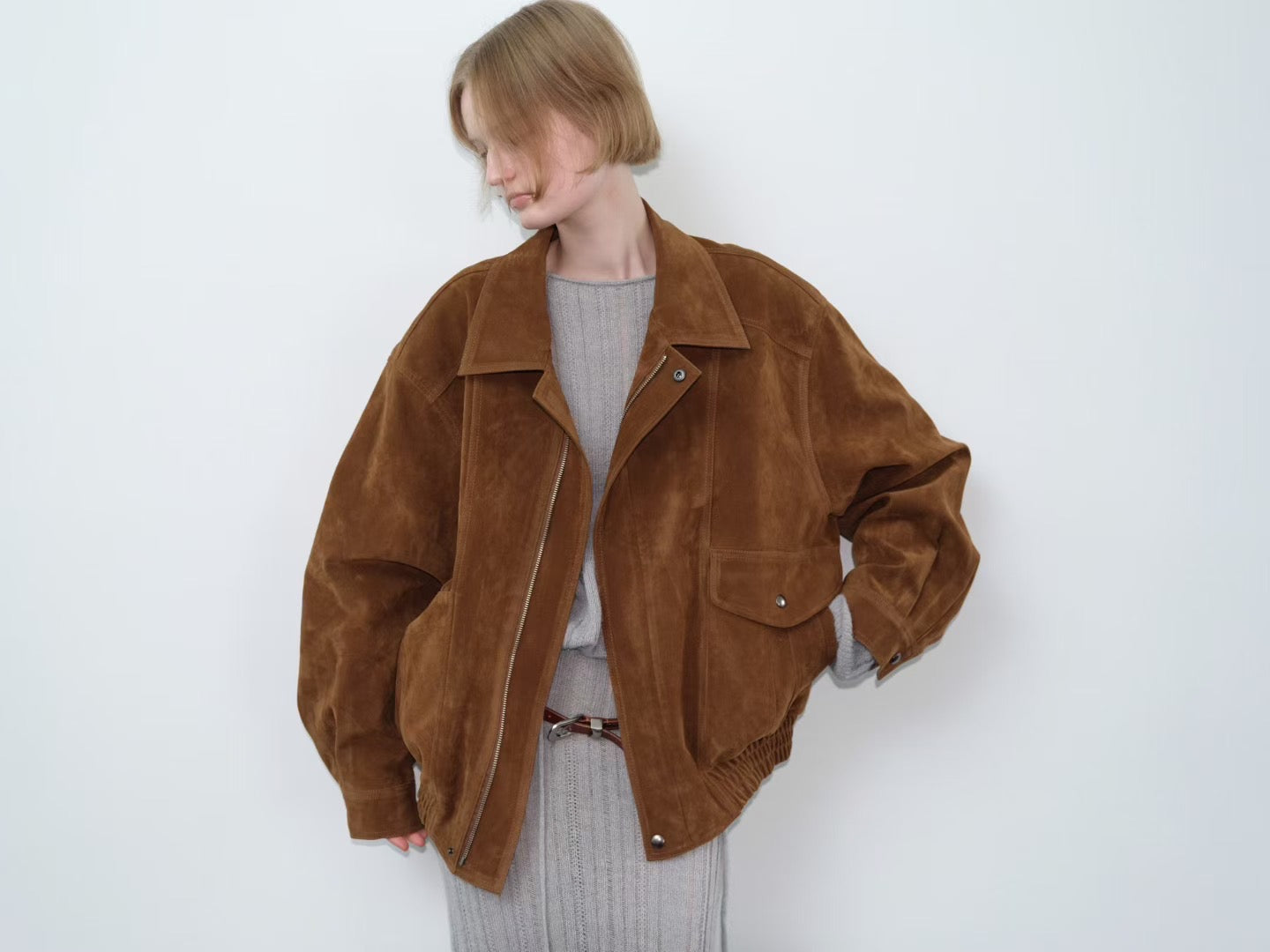 9PO 推薦必入款 | 08250159 仿麂皮面 Bomber jacket