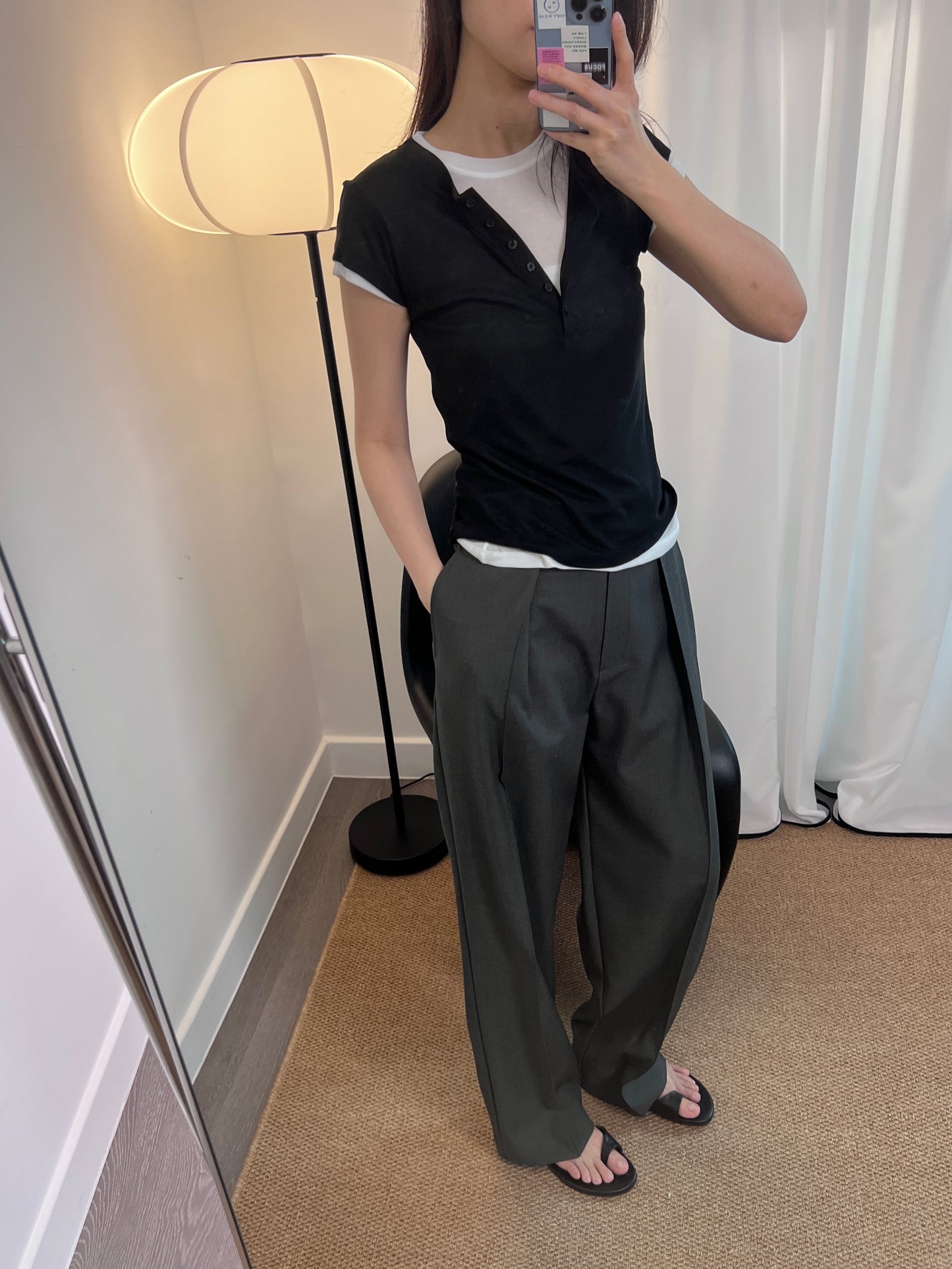 5PO 自留推介 |0525091 薄款假2件設計撞色Tee