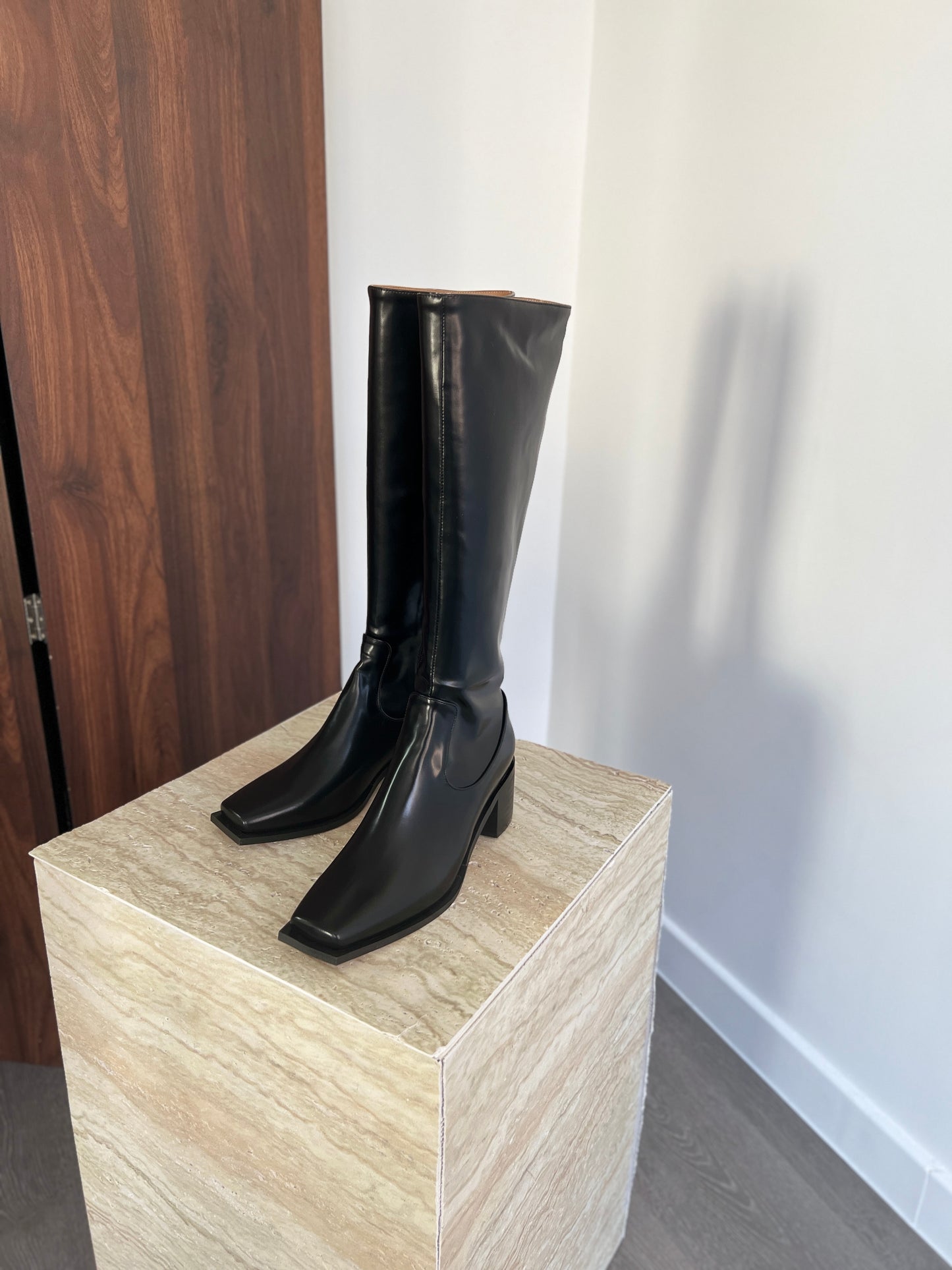 12PO 熱賣基礎款｜SH0037 Knee high fit squared off point toe boots