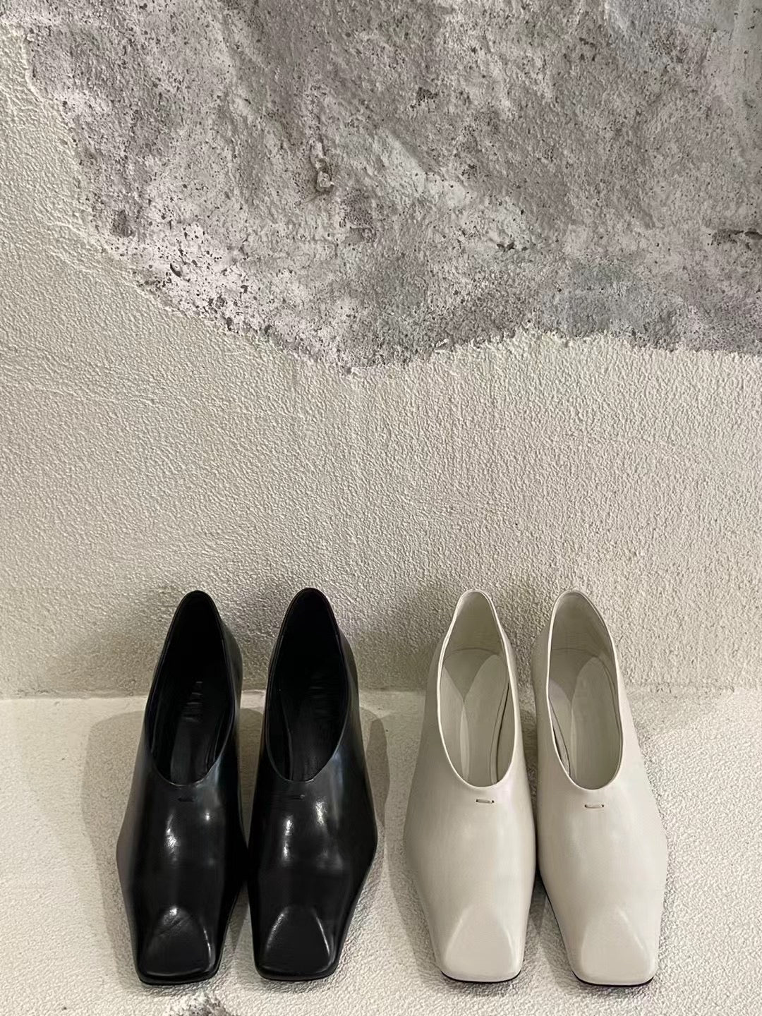 3PO | SH0041 Minimal style square-toe pumps（ 小牛皮）
