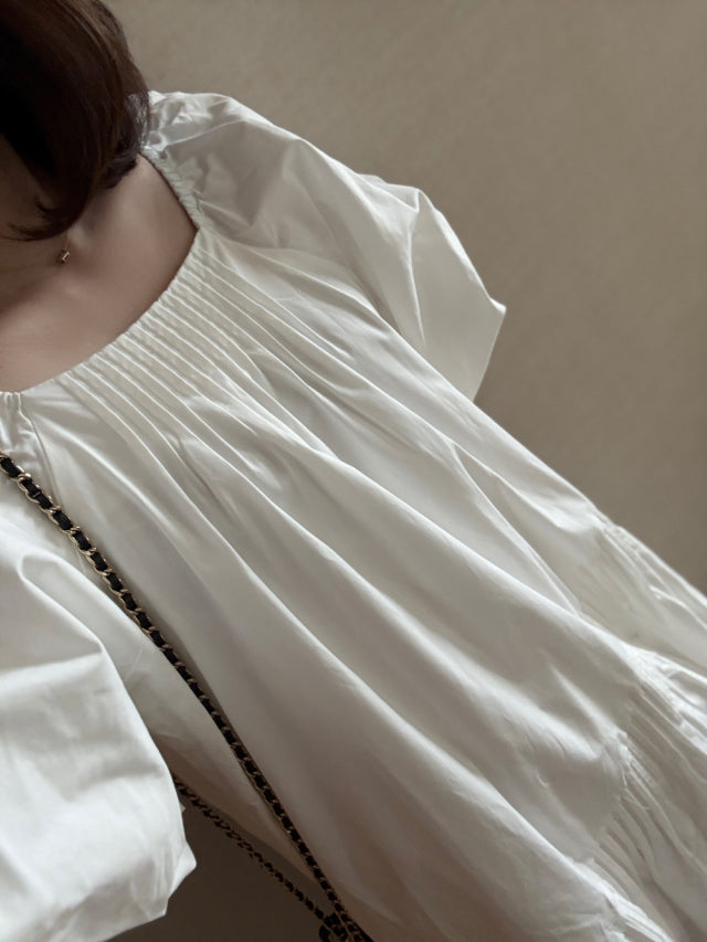 5PO |0525080 高質系列/ Puff sleeve White dress