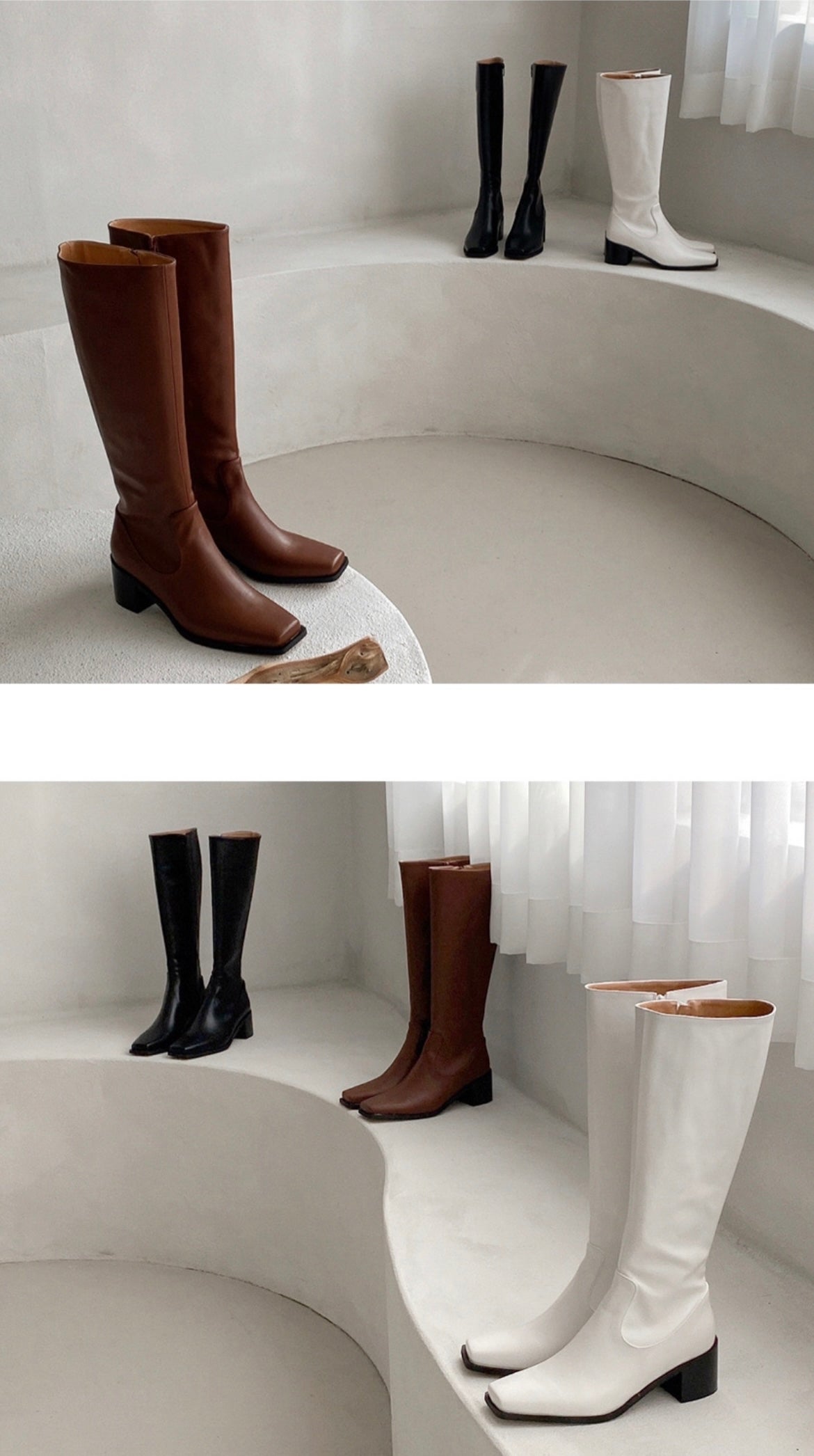 12PO 熱賣基礎款｜SH0037 Knee high fit squared off point toe boots