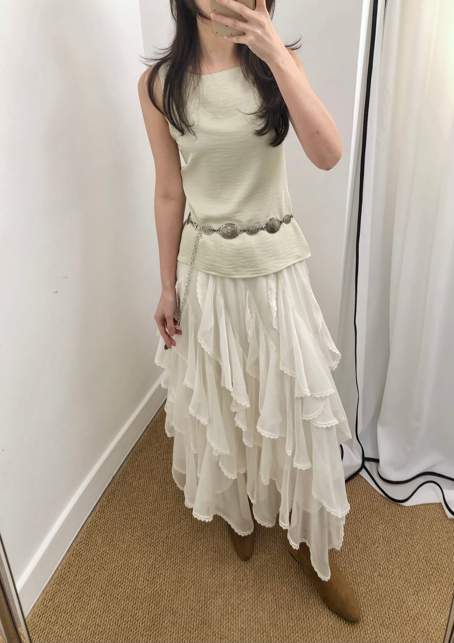 4PO ｜0425065 BohoChic 25SS trend / Flowy Ruffles skirt