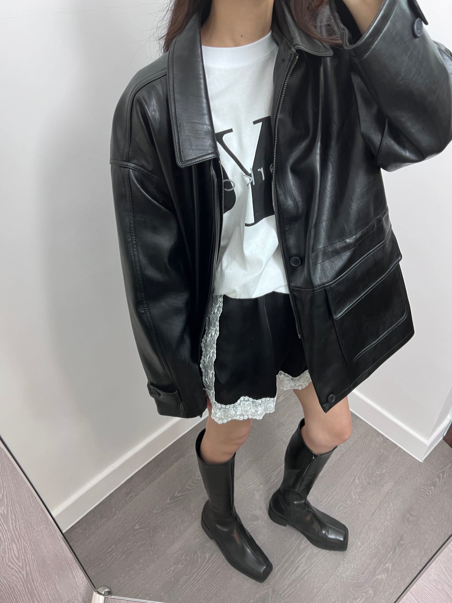 10 PO | 1024076自留 Parka款Faux 皮褸