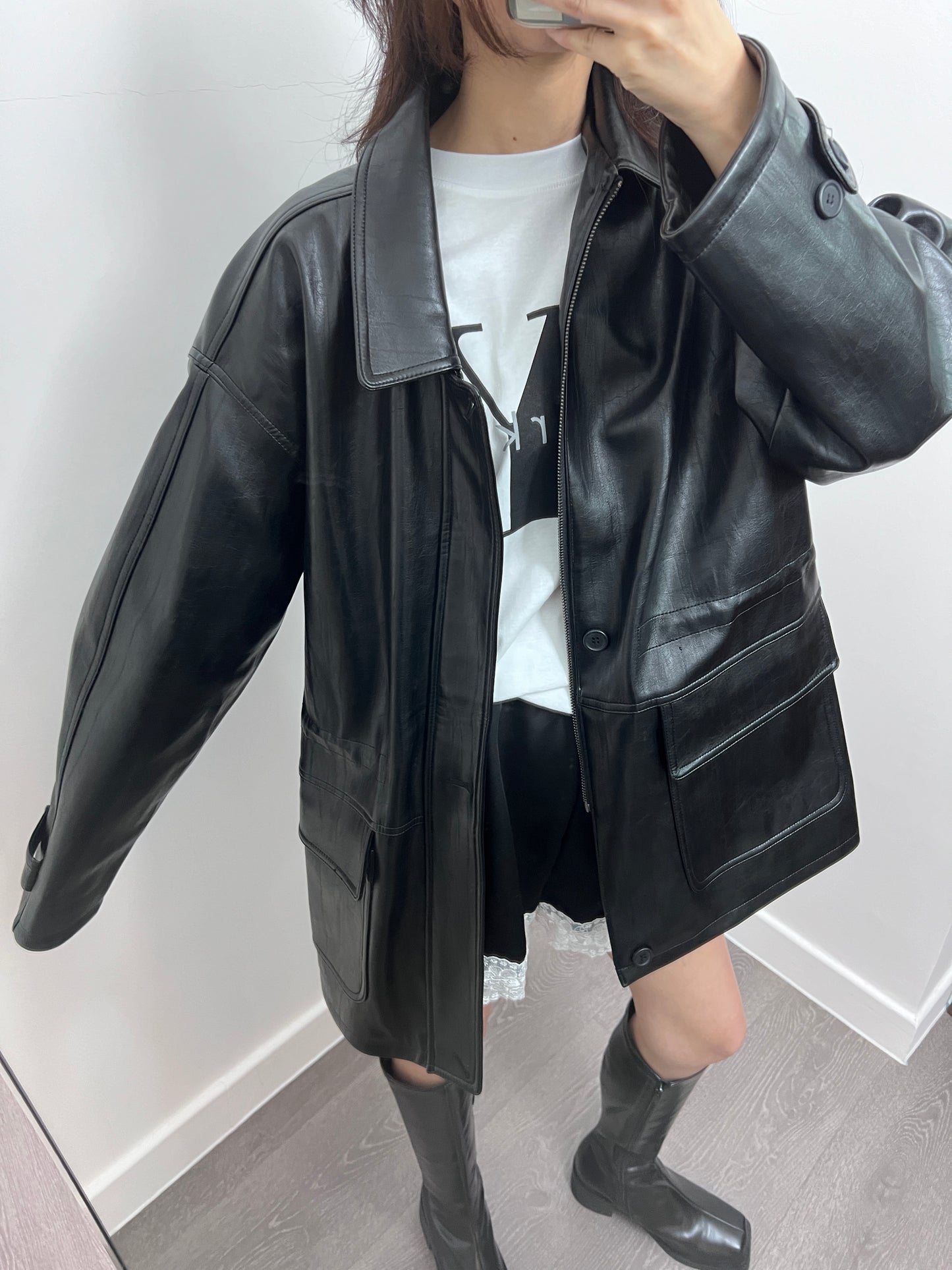 10 PO | 1024076自留 Parka款Faux 皮褸