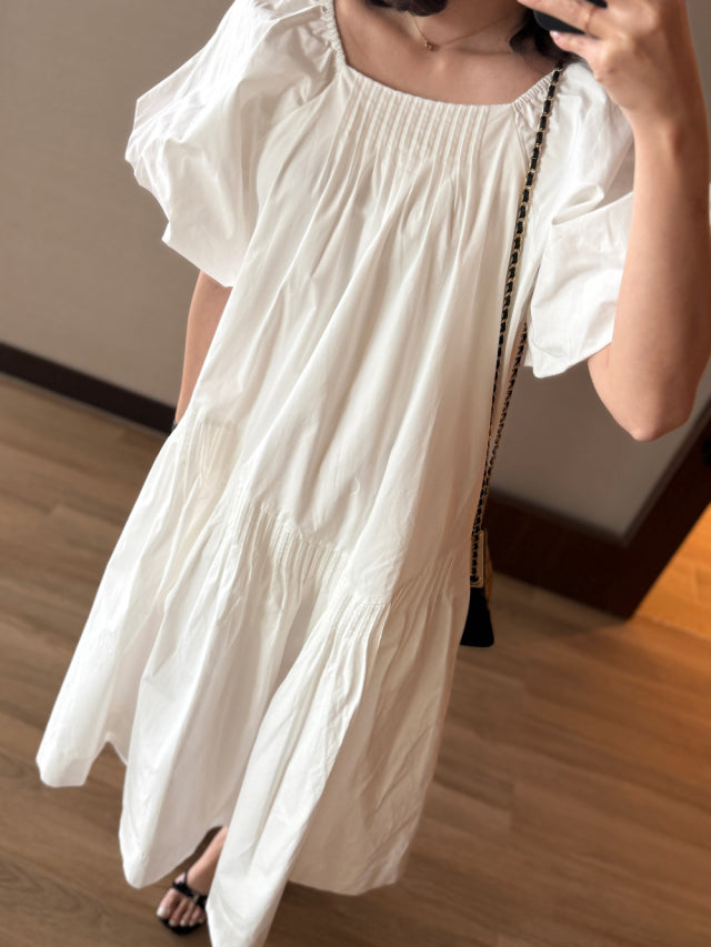 5PO |0525080 高質系列/ Puff sleeve White dress