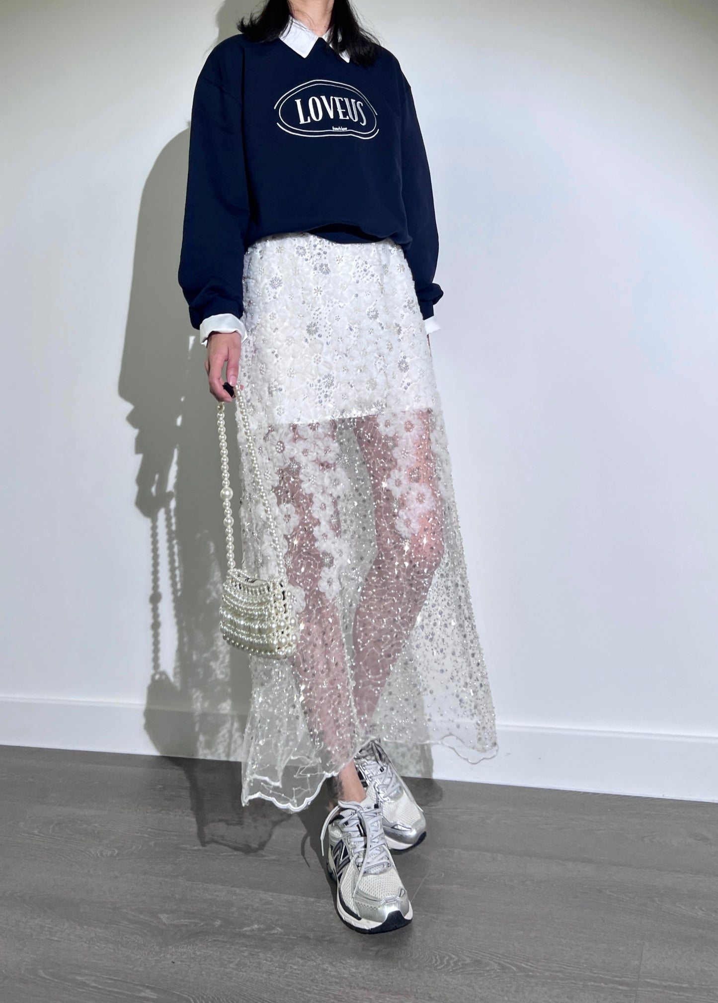 Sold out 24 Spring trend 立體花朵薄紗閃閃裙