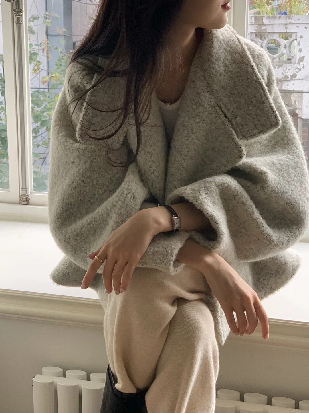 11月PO 高質高級感 ｜ 1124107 Alpaca wool廓型oversized 短版外套