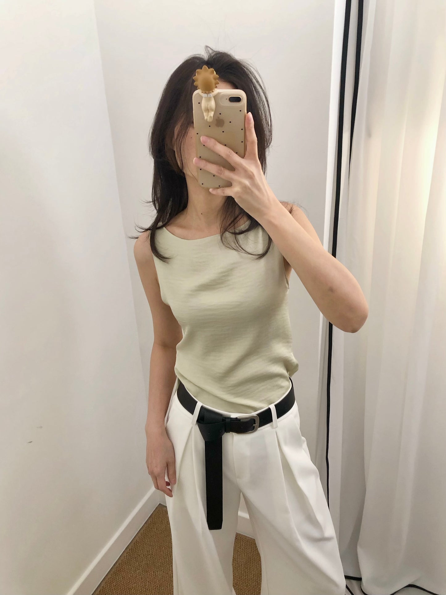 4PO ｜0425070 基礎款/ 側拉鏈 Satin Boatneck tank top