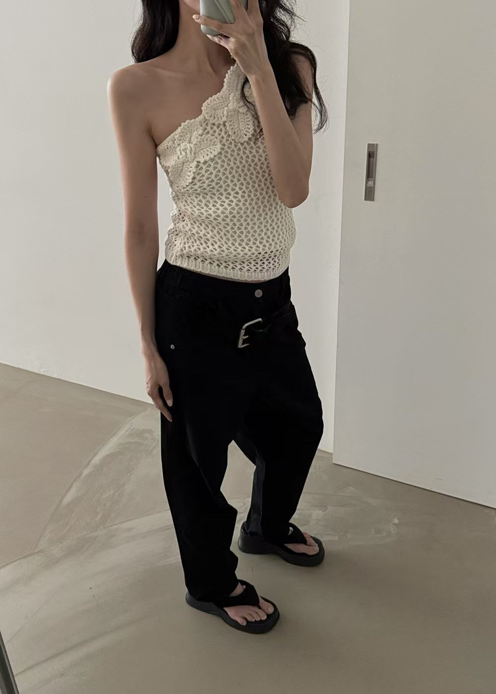 7PO 自留款 | 07250131 花朵針織one shoulder top