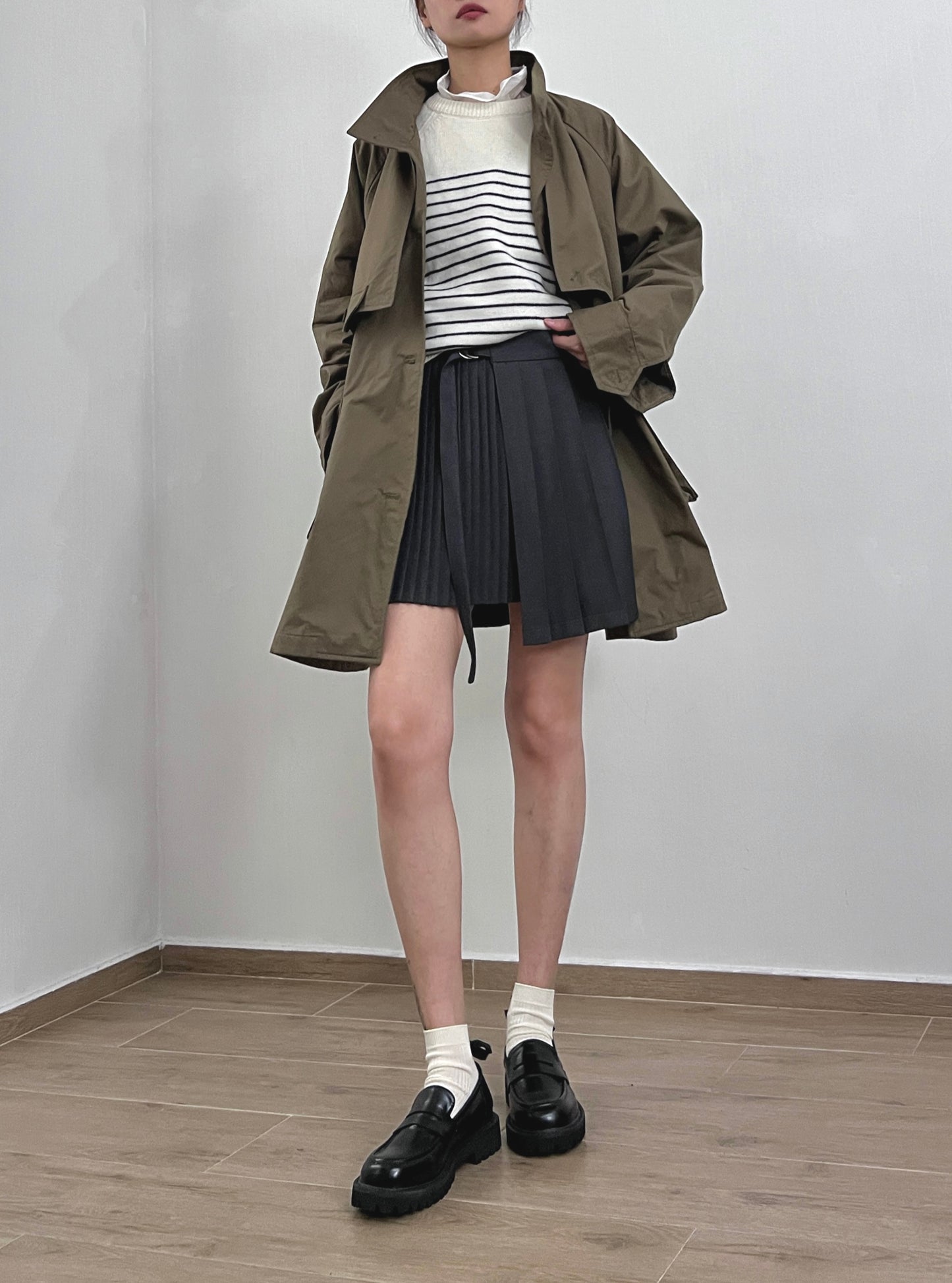 Sold out ✖️9月PO No.17 Belt waist pleated mini skirt