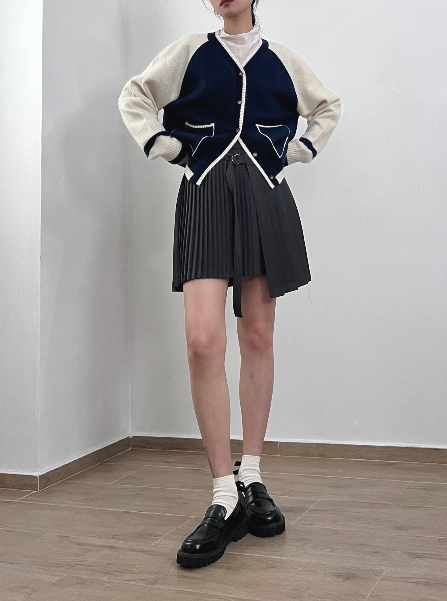 Sold out ✖️9月PO No.17 Belt waist pleated mini skirt