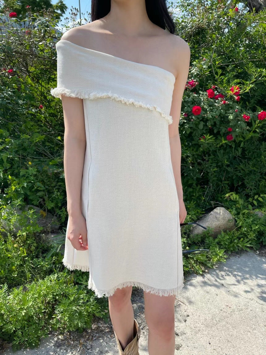 Sold out ✖️6PO No.40 Linen off shoulder mini dress