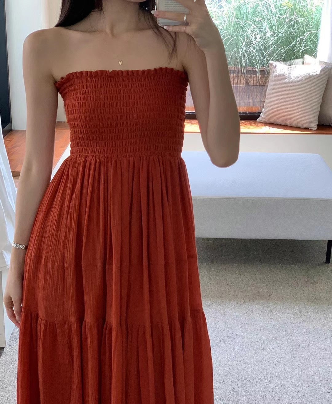 Sold out ✖️7月PO No.1 Shirred bodice maxi dress