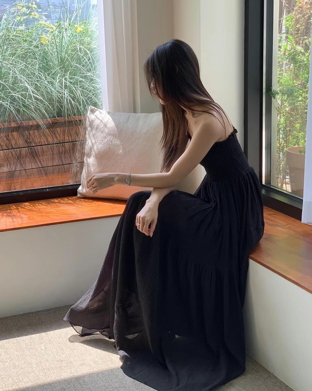 Sold out ✖️7月PO No.1 Shirred bodice maxi dress